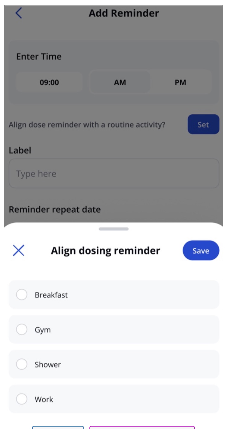 Ayuda Health Reminder Screen